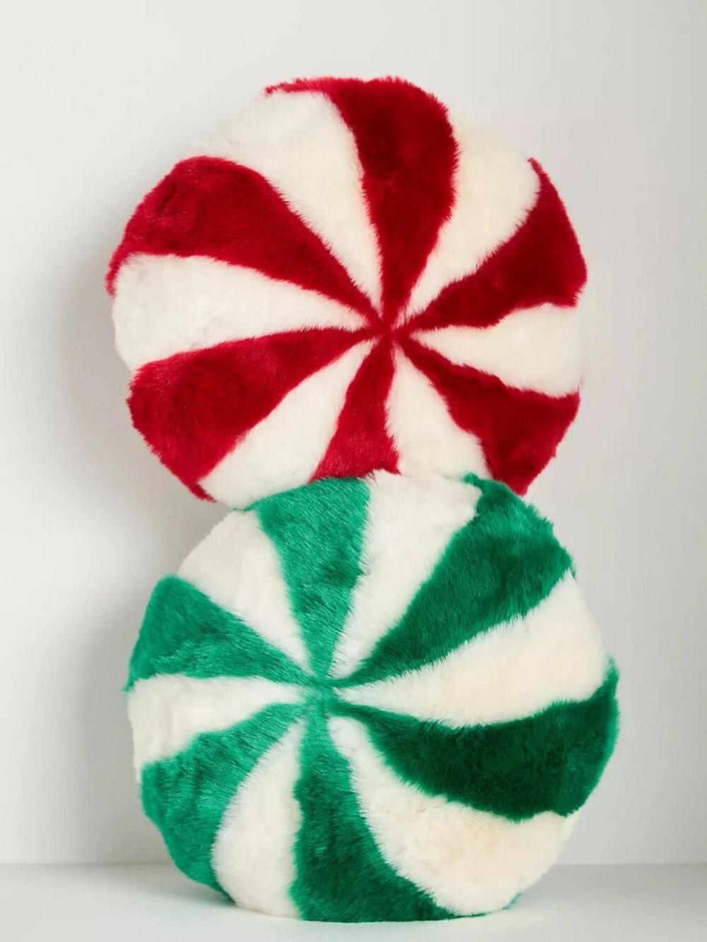 Anthropologie Peppermint Faux Fur Pillow, Red - Picture 3 of 3
